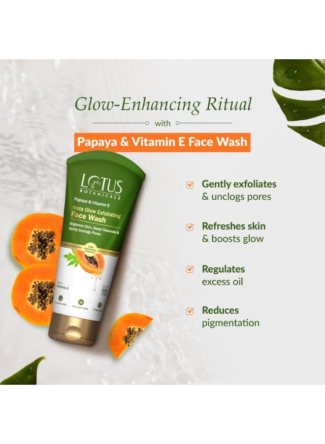 Lotus Botanicals Papaya & Vitamin E Insta Glow Exfoliating Face Wash | Brightens Skin | Deep Cleanses & Gently Unclogs Pores | Rich in MINERALS | Suitable for All Skin Types | 100ml  - Image 3