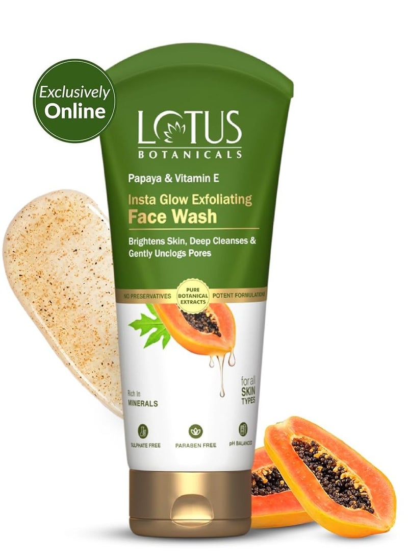 Lotus Botanicals Papaya & Vitamin E Insta Glow Exfoliating Face Wash | Brightens Skin | Deep Cleanses & Gently Unclogs Pores | Rich in MINERALS | Suitable for All Skin Types | 100ml  - Image 1