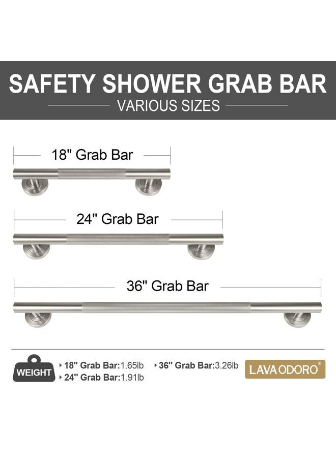 Lava Odoro Gold Shower Grab Bars, 3 Pack Stainless Steel Bathroom Safety Grab Bar 36" 24" 18", Upgrade Anti-Slip Knurling Shower Grab for Bathtub, Shower Handle for Elderly and Handicap, ADA Compliant - Image 4