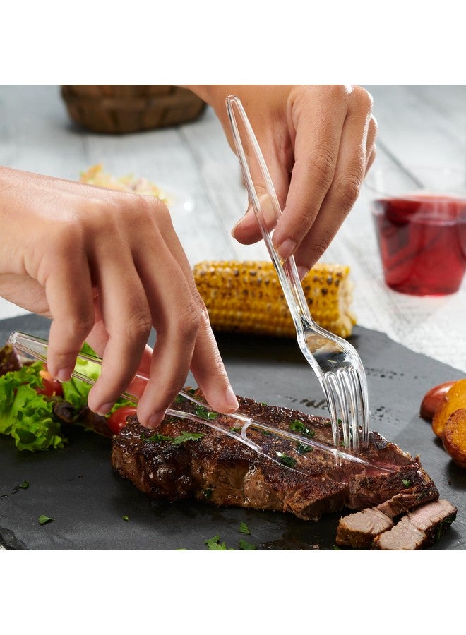 Comfy Package [360 Combo Pack] Basic Clear Plastic Silverware, Heavyweight Disposable Utensils - 180 Forks, 120 Spoons and 60 Knives Cutlery, Perfect for Wedding, Parties and Events - Image 2