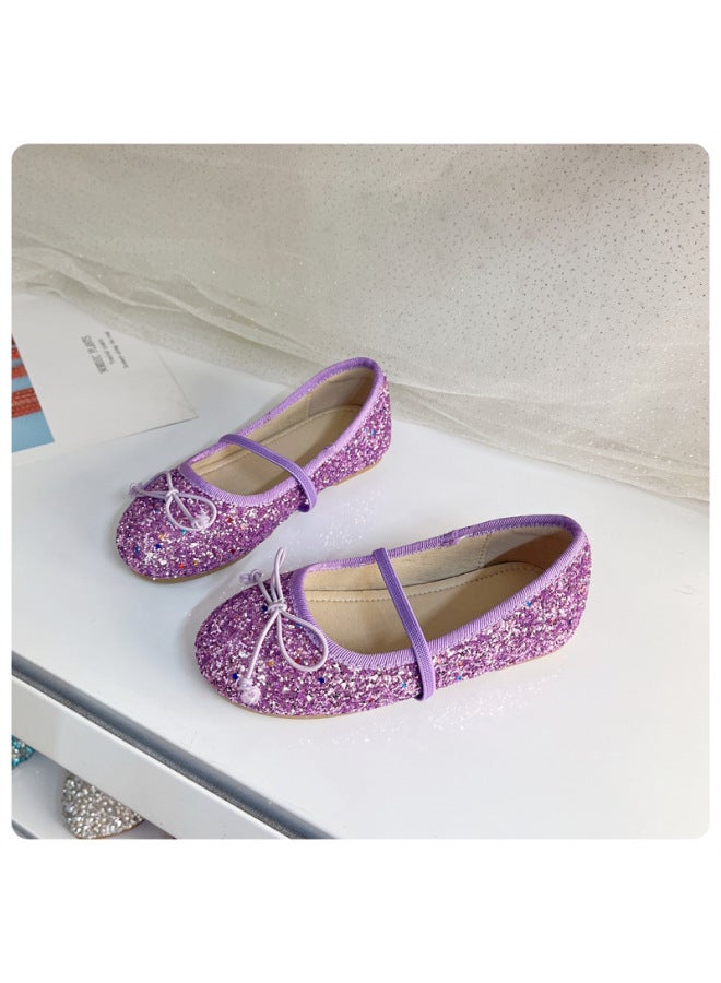 Girls' Princess Shoes Spring New Stage Performance Shoes With Dress Sequined Crystal Shoes Girls' Single Shoes Children's Leather Shoes