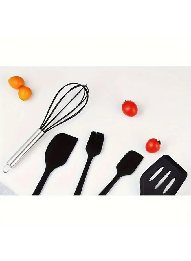 5 Pieces Silicone Kitchen Baking Set Black Perfect For Baking Cakes Candies Chocolates And Family Gatherings Ideal For Holiday Parties School Events Kitchen Utensils Includes Pastry Spatula Manual Whisk High Temperature Resistant Baking Brush And Plastic Barbecue Brush - Image 5