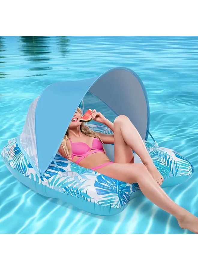 Inflatable Pool Lounger Mesh Sunshade Seat Float 43 31 Inch Water Floating Couch Chair - Image 1