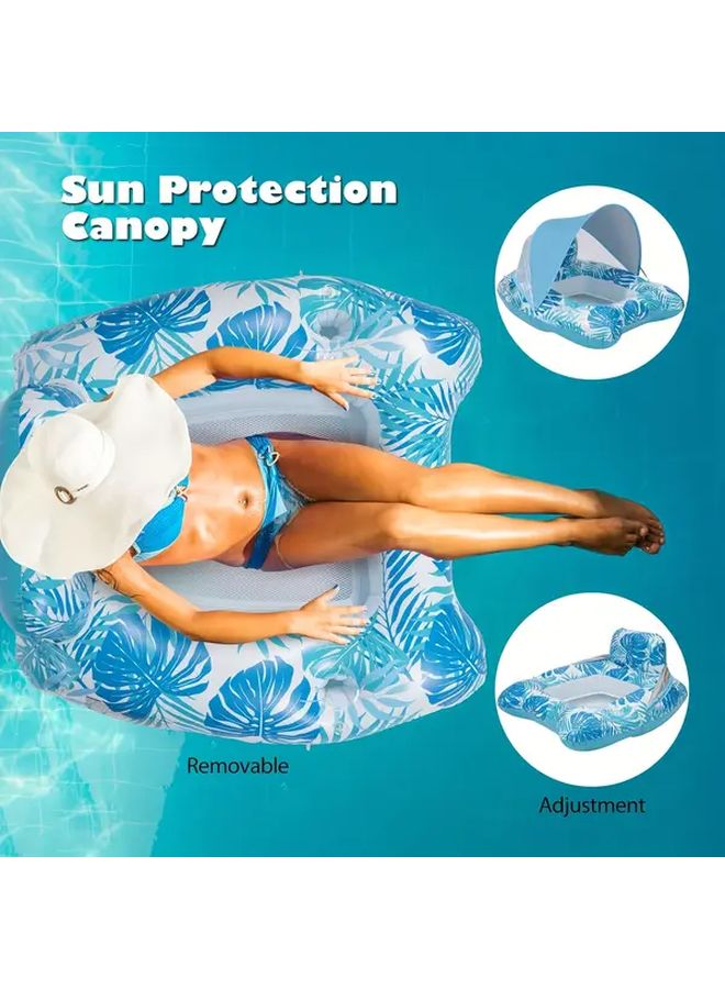 Inflatable Pool Lounger Mesh Sunshade Seat Float 43 31 Inch Water Floating Couch Chair - Image 3