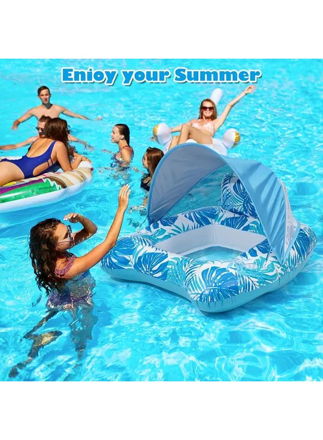 Inflatable Pool Lounger Mesh Sunshade Seat Float 43 31 Inch Water Floating Couch Chair - Image 5