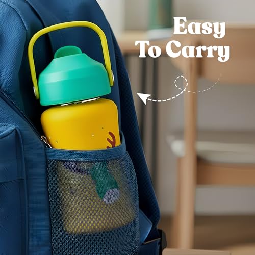 rabitat Steel Play 3.0 Water Bottle for School Kids 350ml, 1+1 Year Brand Warranty | Steel Water Bottle | Steel Bottles | BPA-Free Leak-Proof, Flip-Lock Sipper, EasyCarry Handle Coolest Kid Ever - Image 4
