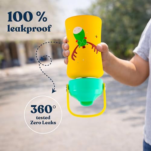 rabitat Steel Play 3.0 Water Bottle for School Kids 350ml, 1+1 Year Brand Warranty | Steel Water Bottle | Steel Bottles | BPA-Free Leak-Proof, Flip-Lock Sipper, EasyCarry Handle Coolest Kid Ever - Image 3