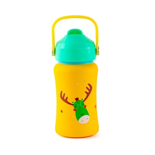 rabitat Steel Play 3.0 Water Bottle for School Kids 350ml, 1+1 Year Brand Warranty | Steel Water Bottle | Steel Bottles | BPA-Free Leak-Proof, Flip-Lock Sipper, EasyCarry Handle Coolest Kid Ever - Image 1