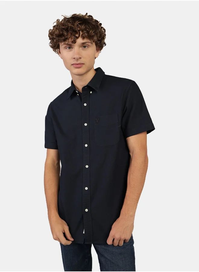 American Eagle AE Short-Sleeve Slim Fit Button-Up Shirt