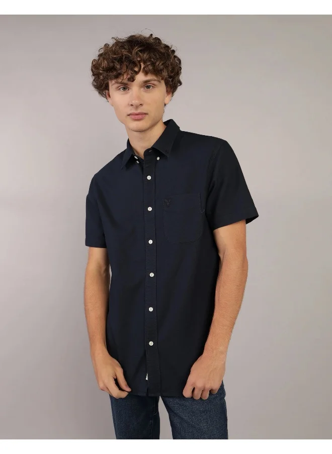 American Eagle AE Short-Sleeve Slim Fit Button-Up Shirt