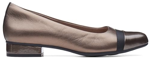 Clarks Women's Juliet Monte Pump, pewter leather/synthetic,7 Wide - Image 5