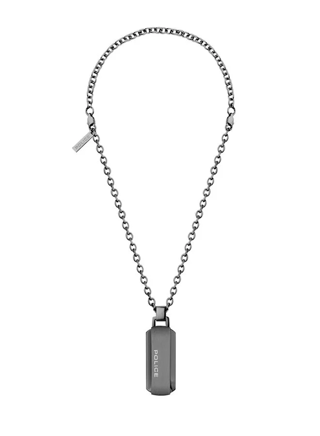 POLICE Perforated Grey Stainless Steel necklace For Men