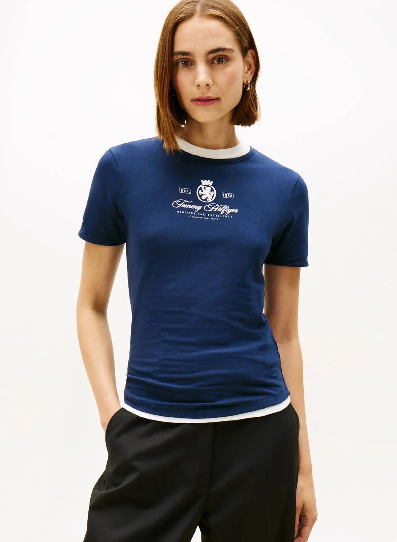 TOMMY HILFIGER Varsity Crest Slim Short Sleeve Tee