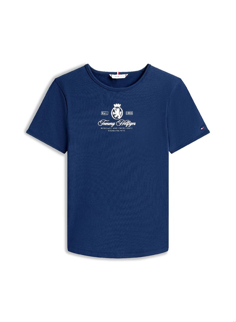 TOMMY HILFIGER Varsity Crest Slim Short Sleeve Tee - Image 4