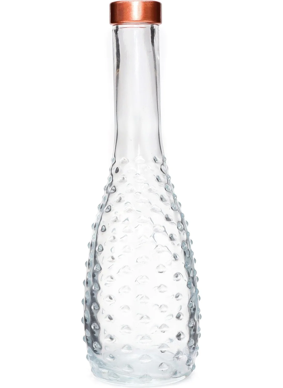 Missi Copper Neck Transparent Embossed Thin Glass Vase (26 Cm)