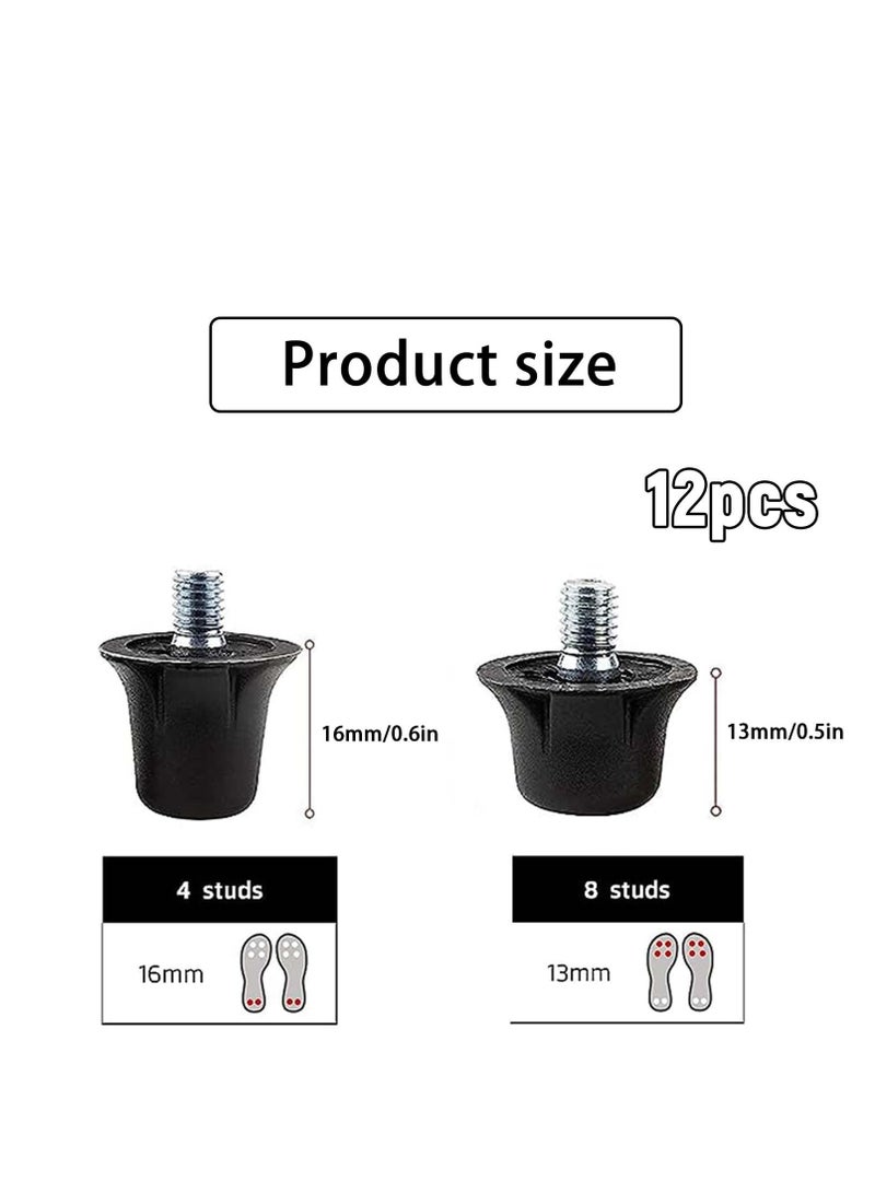 SOLARAE أحذية كرة القدم، 12 قطعة من المسامير المعدنية لكرة القدم، مسامير بلاستيكية بديلة آمنة لكرة القدم، مسامير بلاستيكية لأحذية كرة القدم، للبالغين والرجال والأولاد والفتيات (8 قطع 13 مم + 4 قطع 16 مم) باللون الأسود - Image 2