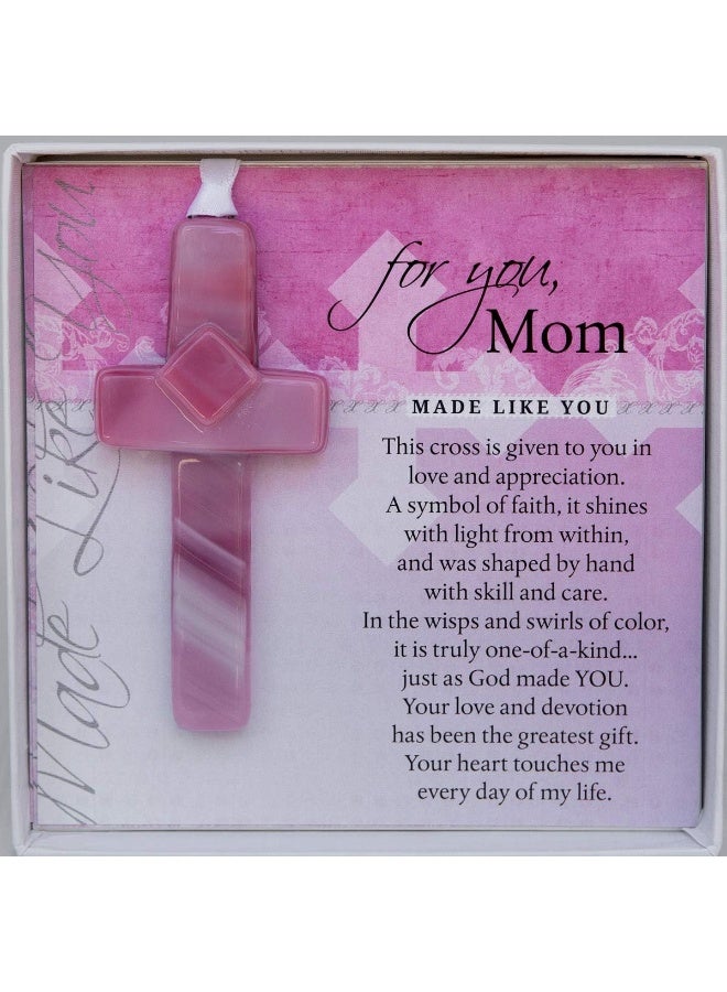 The Grandparent Gift Co. Handmade Glass Cross for Mother with Poem- Unique Gift for Mom on Christmas, Mother's Day, Birthday - Image 1