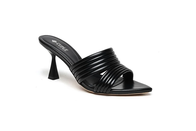 كابلي heeled slide sandal with ribbed straps
