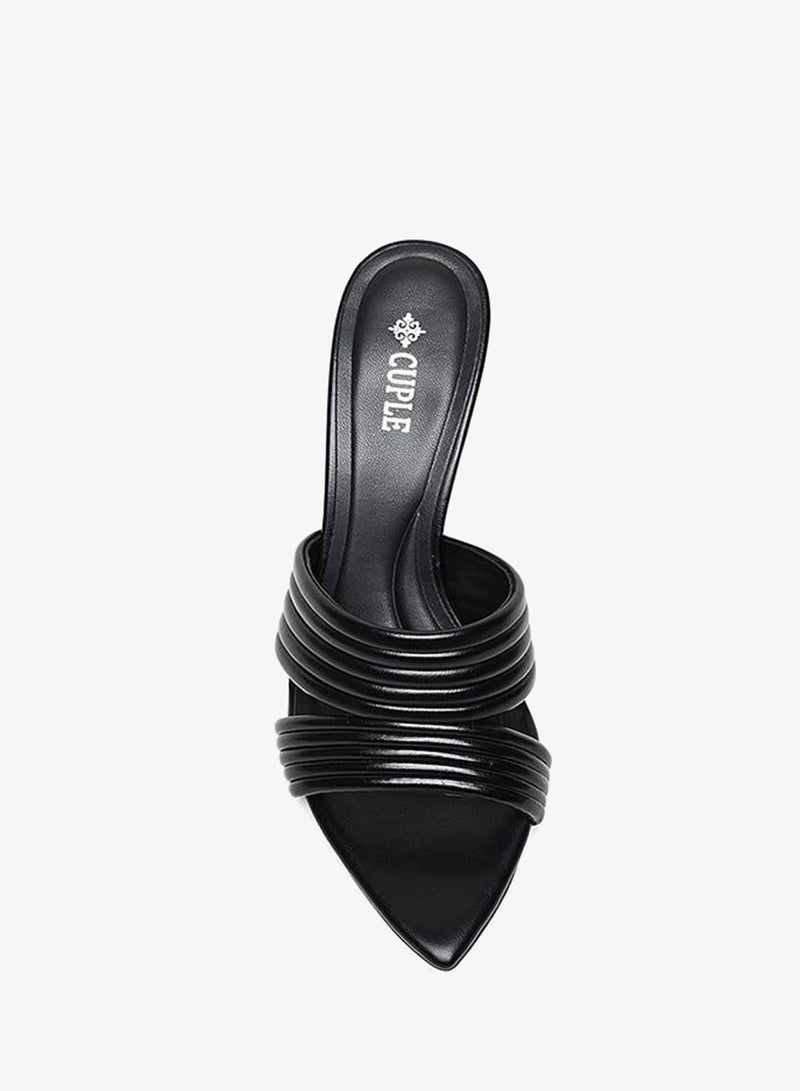 Cuple heeled slide sandal with ribbed straps - Image 3