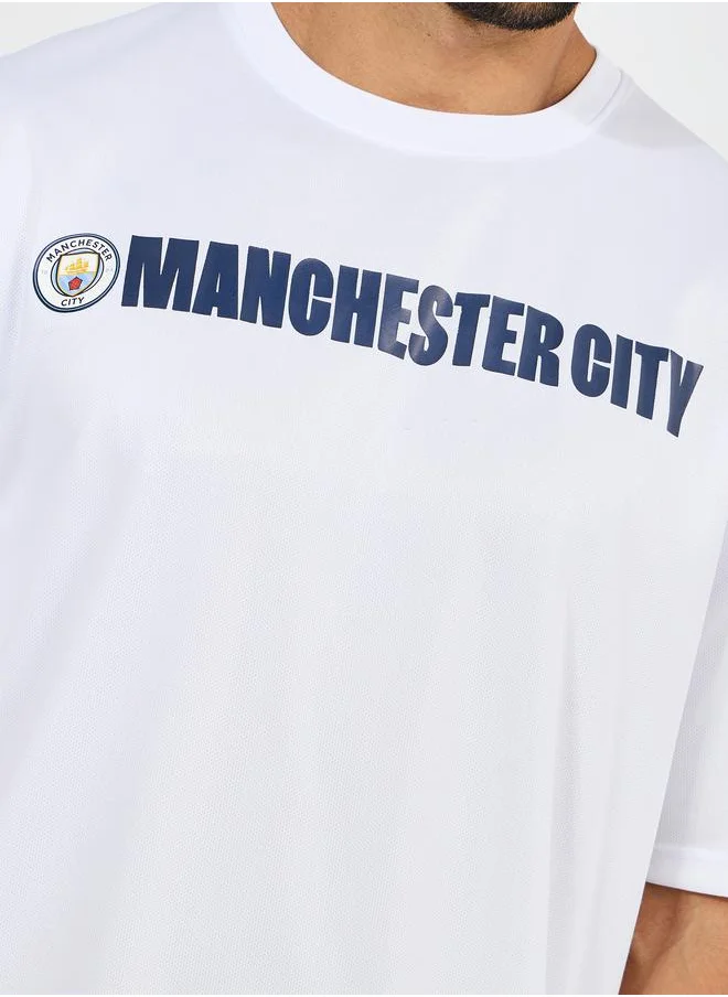 ستايلي Manchester City Mesh Knit Jersey Oversized T-Shirt