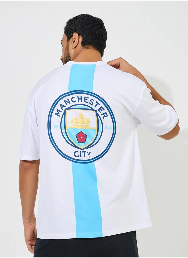 ستايلي Manchester City Mesh Knit Jersey Oversized T-Shirt
