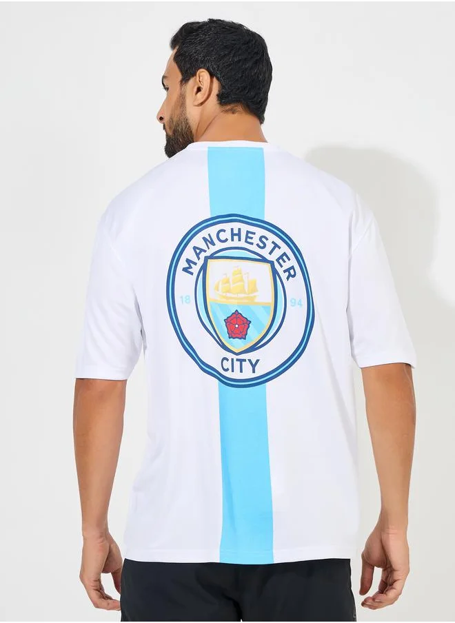 ستايلي Manchester City Mesh Knit Jersey Oversized T-Shirt