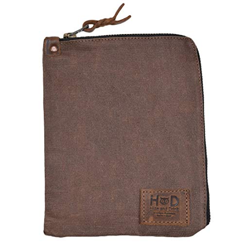 Hide & Drink, Scribbler Case for Notebook Handmade from Waxed Canvas (Honey Bourbon) - Image 1