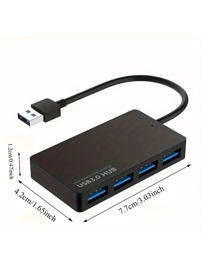 USB 3.0 4 Port High Speed Multi Function Hub Adapter with Cable Black Desktop Laptop Splitter Extender Compact for PC Notebook Holiday Gift - Image 2