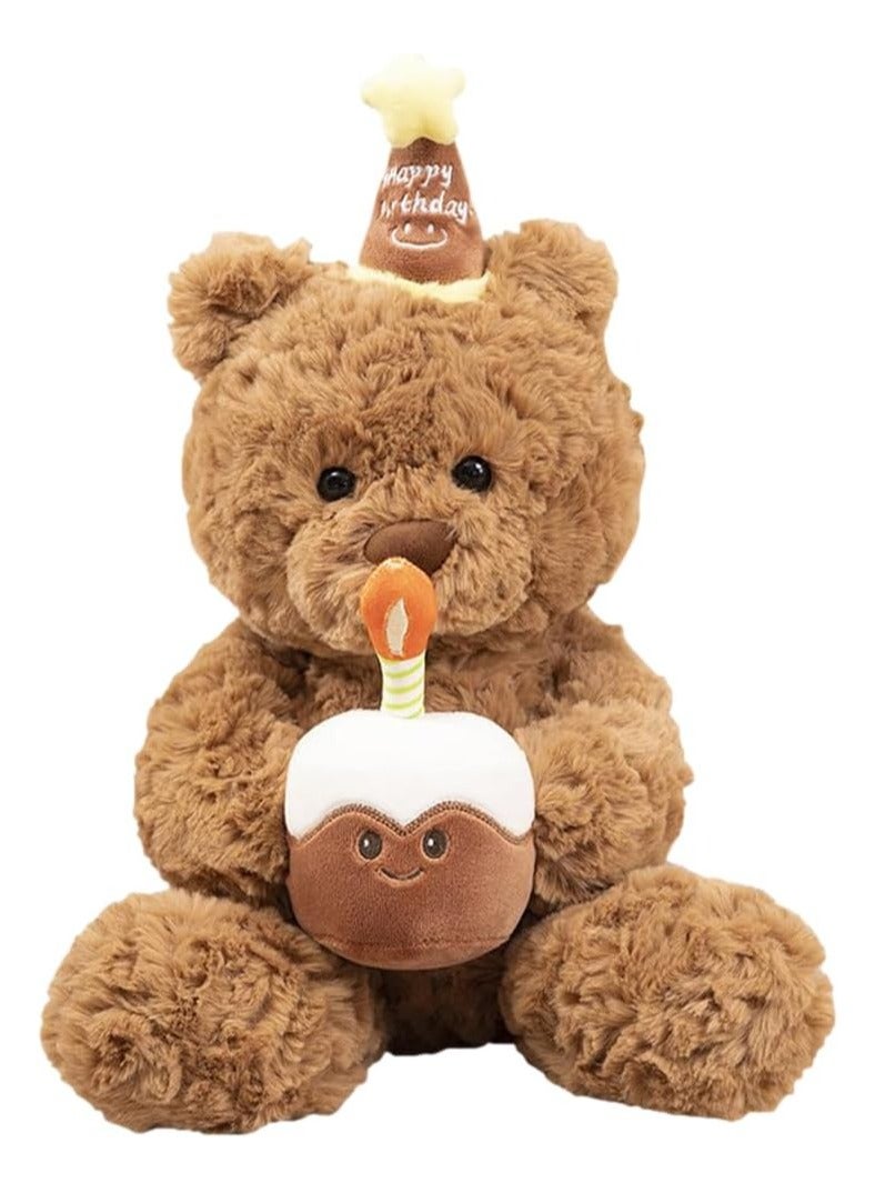 Teddy Bear Plush Toy Cartoon Cuddly Toy Plush Teddy with Cake and Hat Cuddly Toy Decorative Room Cushion, Soft Cuddly Friends, Plush Teddy Cuddly Toy Plush Toy 30 cm - Image 1