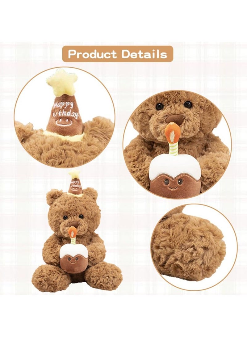 Teddy Bear Plush Toy Cartoon Cuddly Toy Plush Teddy with Cake and Hat Cuddly Toy Decorative Room Cushion, Soft Cuddly Friends, Plush Teddy Cuddly Toy Plush Toy 30 cm - Image 2