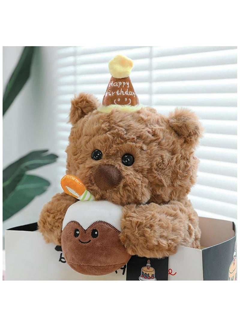 Teddy Bear Plush Toy Cartoon Cuddly Toy Plush Teddy with Cake and Hat Cuddly Toy Decorative Room Cushion, Soft Cuddly Friends, Plush Teddy Cuddly Toy Plush Toy 30 cm - Image 3