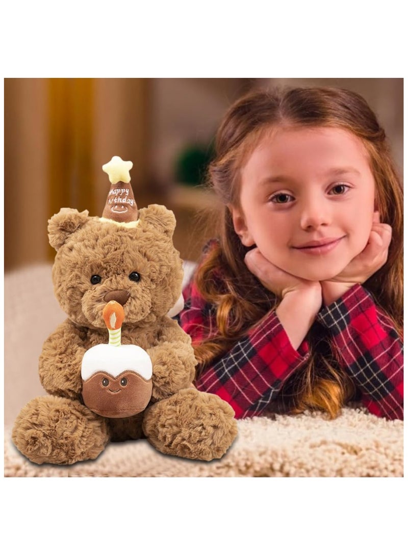 Teddy Bear Plush Toy Cartoon Cuddly Toy Plush Teddy with Cake and Hat Cuddly Toy Decorative Room Cushion, Soft Cuddly Friends, Plush Teddy Cuddly Toy Plush Toy 30 cm - Image 4