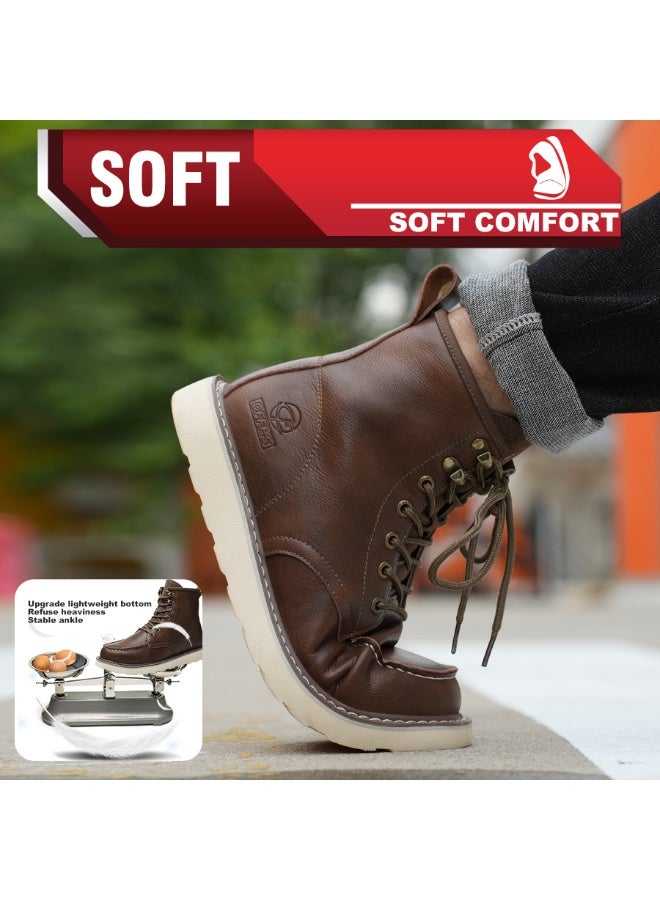 CFFHS High-Top Cowhide Leather Safety Work Boots with Steel Toe & Kevlar Anti-Puncture Sole - Image 4