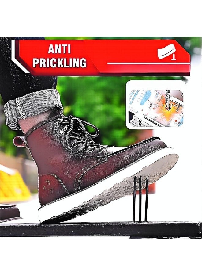 CFFHS High-Top Cowhide Leather Safety Work Boots with Steel Toe & Kevlar Anti-Puncture Sole - Image 5