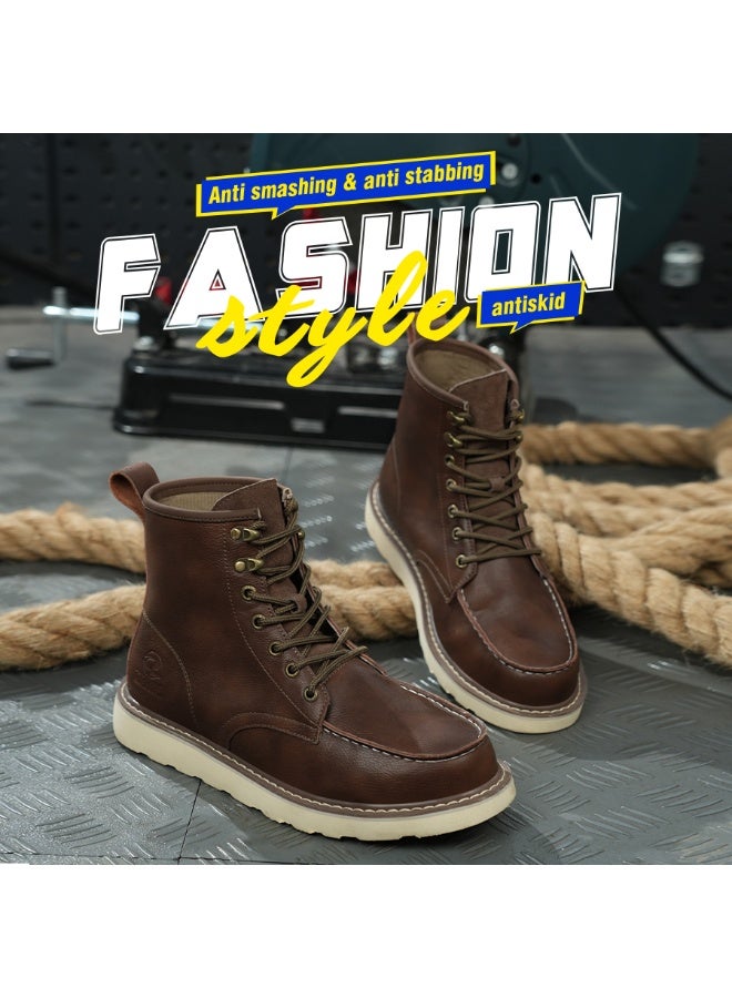 CFFHS High-Top Cowhide Leather Safety Work Boots with Steel Toe & Kevlar Anti-Puncture Sole - Image 3
