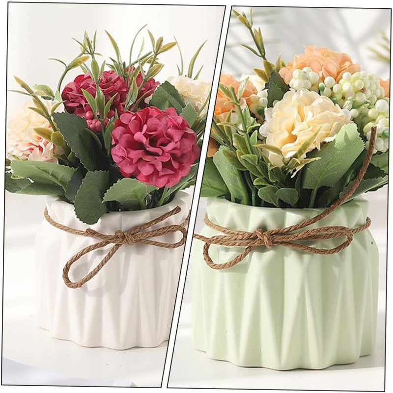 2pcs Artificial Potted Plants Green Faux Bonsai Decorative Flower Plant Model for Home Living Room Bedroom Indoor Decor - Image 4