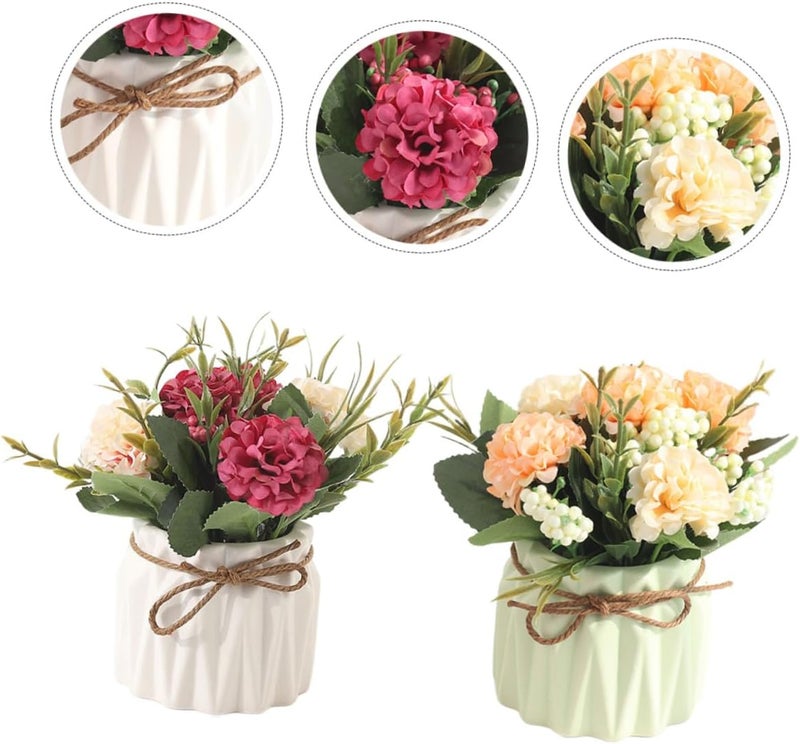 2pcs Artificial Potted Plants Green Faux Bonsai Decorative Flower Plant Model for Home Living Room Bedroom Indoor Decor - Image 5