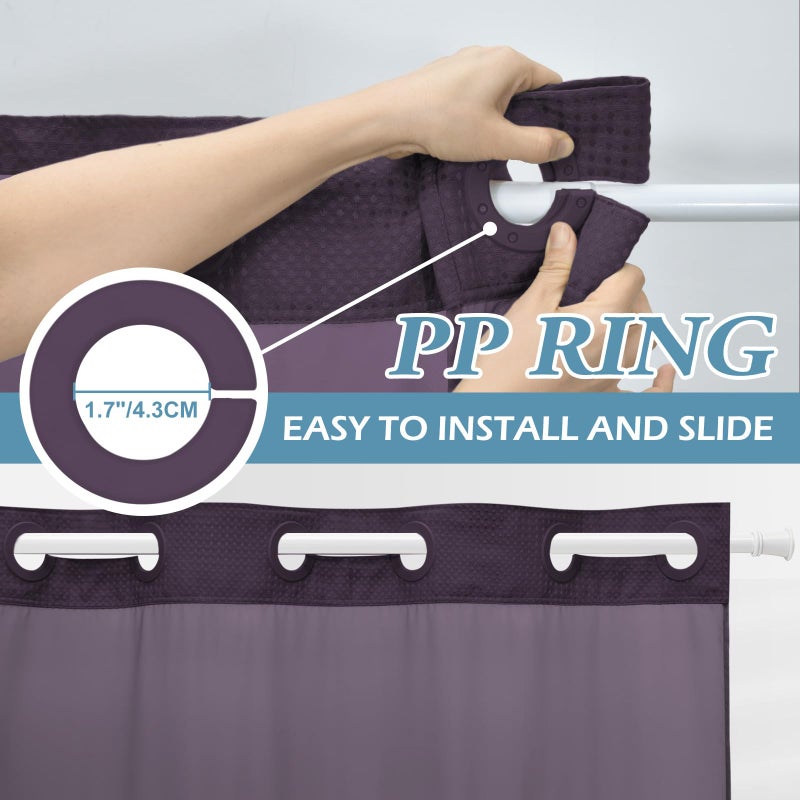 eutxl Purple Hotel Style Startain مع Snap in Liner - 230gsm Waffle Sensed Grade SPA مثل Startain 71W × 74H - Image 2