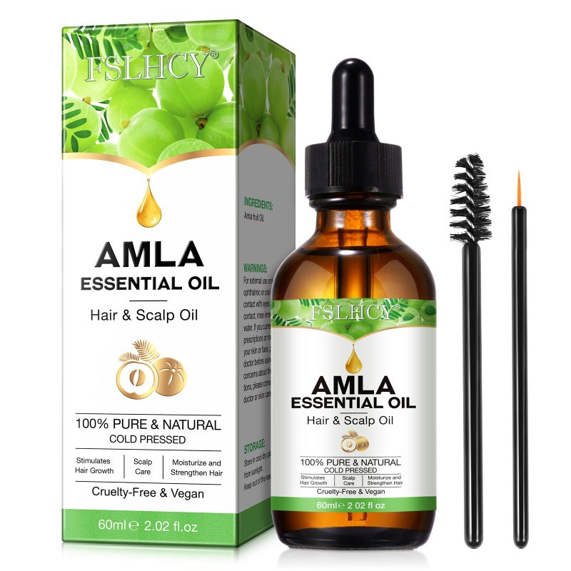 FSLHCY Amla Oil 60ML Hair Oil for Healthy Hair Growth Natural Vegan Promotes Thicker Fuller Shinier Hair for Men and Women