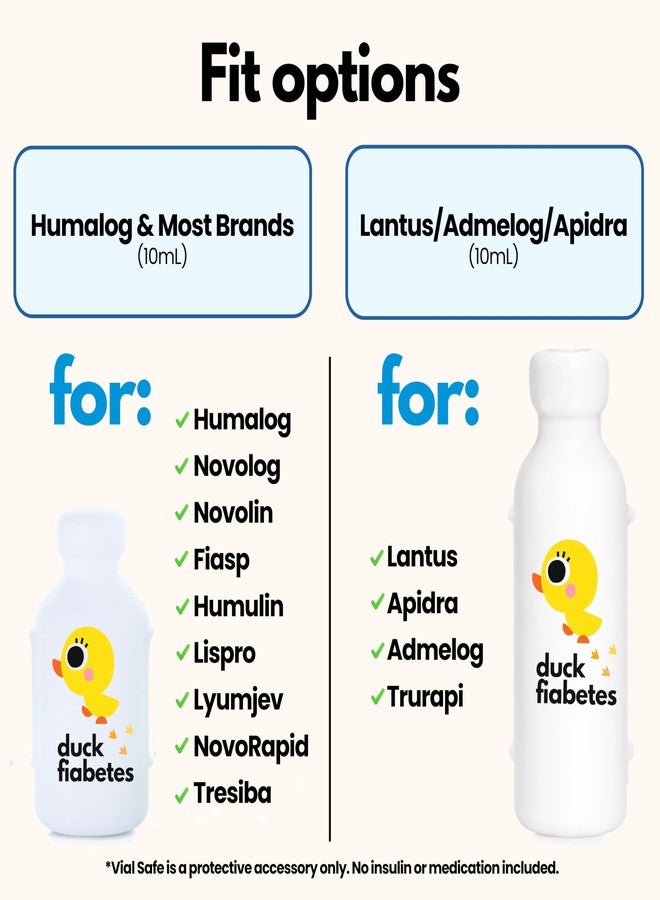 VIAL SAFE™ | Insulin Vial Protector Case | Secure Insulin Bottle Protector & Cover for 10mL Vials | Fits Humalog, Humulin, NovoLog, NovoRapid, Novolin | 2-Pack | Duck Fiabetes - Image 2