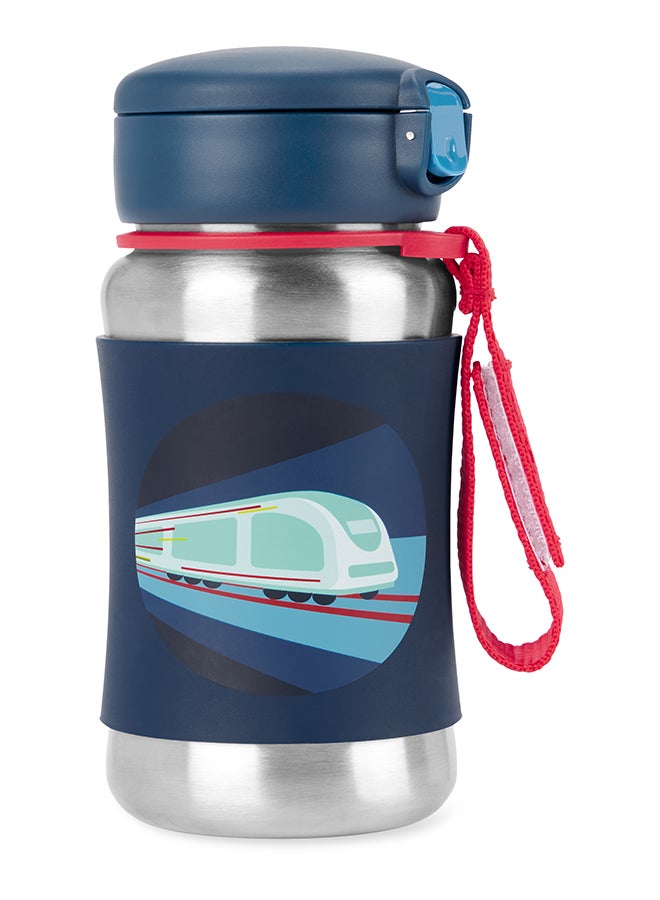 Skip Hop Spark Style Stainless Steel Straw Bottle - Fun & Stylish Train Design for Kids
