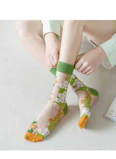 SYOSI Sheer Socks for Women, Elastic Vintage Flower Ankle High Socks Thin Glass Silk Socks Summer Transparent Ankle Socks for Women and Girl 5Pair  - Image 2