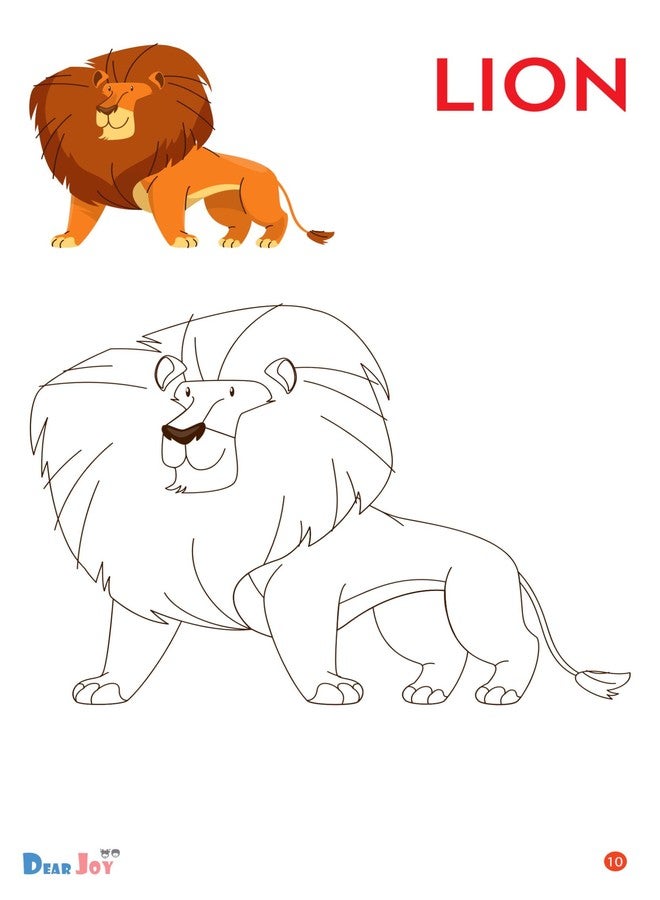 DearJoy Zoo Animals Colouring Book for Kids, 28 Pages, Lion Bear Deer Illustrations with Colour References - Image 2