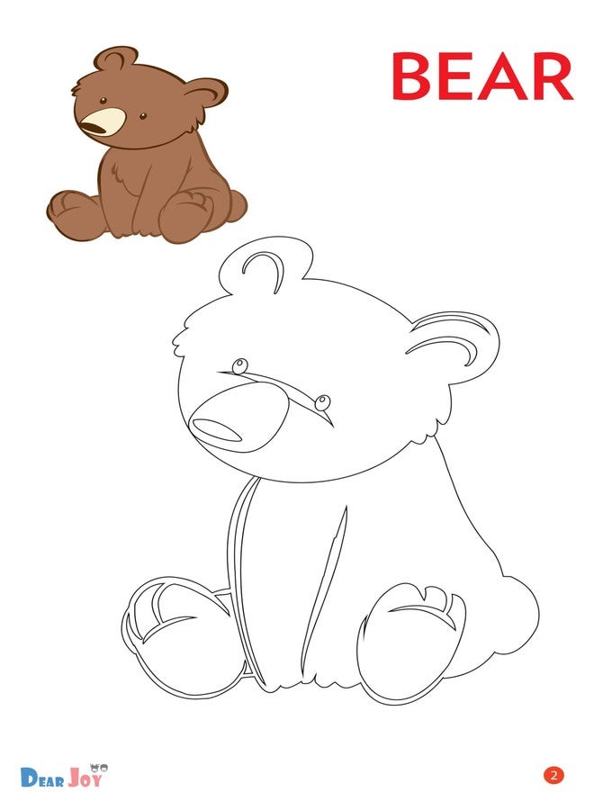 DearJoy Zoo Animals Colouring Book for Kids, 28 Pages, Lion Bear Deer Illustrations with Colour References - Image 4