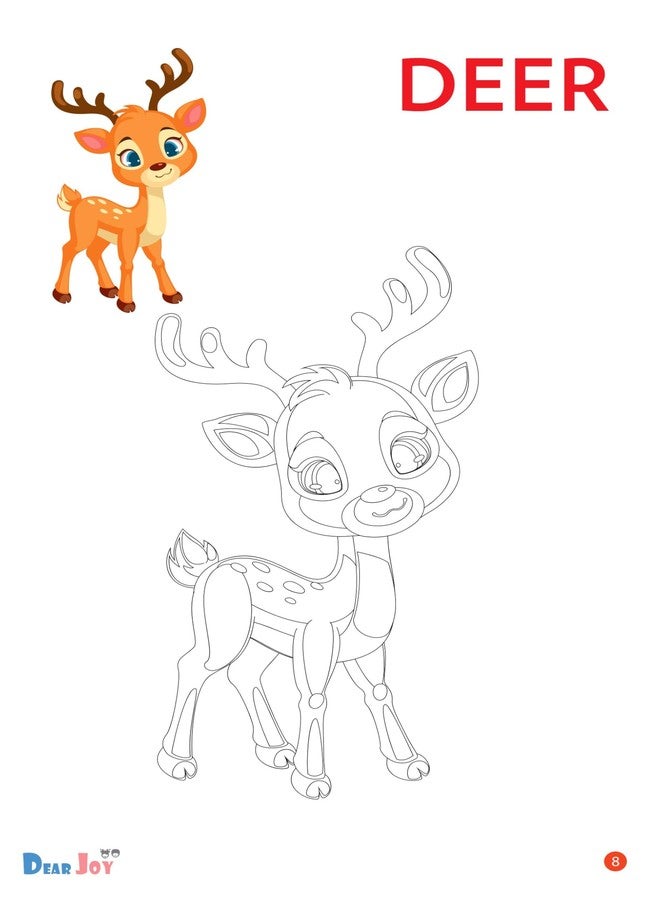 DearJoy Zoo Animals Colouring Book for Kids, 28 Pages, Lion Bear Deer Illustrations with Colour References - Image 3