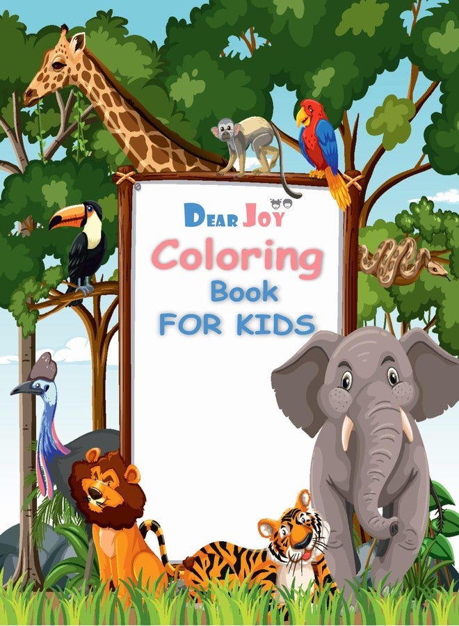 DearJoy Zoo Animals Colouring Book for Kids, 28 Pages, Lion Bear Deer Illustrations with Colour References - Image 1