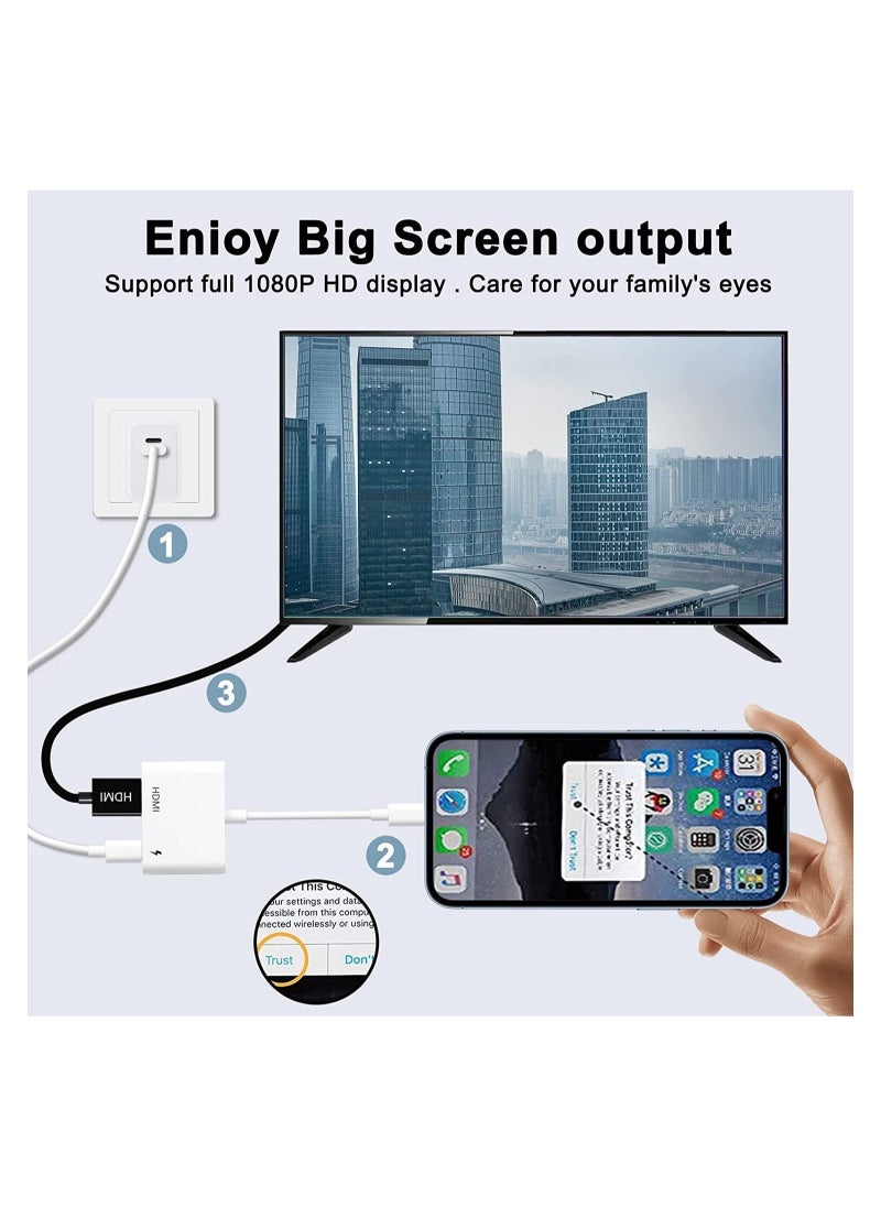 ELTRAZONE HDMI Adapter for iPhone to TV,iPad to HDMI,1080P HD Digital AV Adapter(No Need Power) Video & Audio Sync Screen Connector Compatibility with iPhone 14/13/12/11/X/8/iPad/to HDTV,Projector  - Image 5