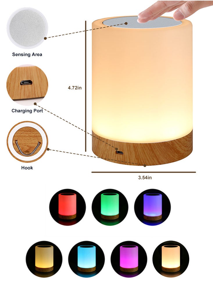 Perfii Touch Night Lights for Kids Night Lamp for Bedroom Dimming Nursery Lamp LED RGB Color Rechargeable Toddler Night Light  - Image 2