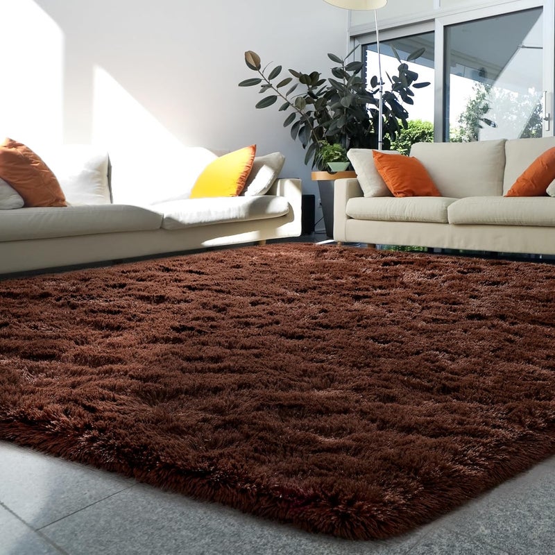 HOMORE Brown Rugs for Living Room, 5x8 Feet Fluffy Shag Area Rug for Bedroom, Super Soft Coffee Rugs for Room Decor, Cute Carpets for Kids Nursery Girls Home Dorm Decor - Image 2