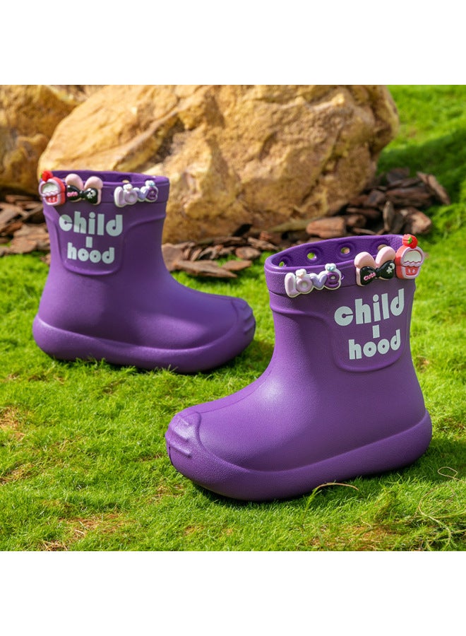Children's Rain Boots, Girls' Baby Non-slip Rain Boots, Girls' Students' School Water Shoes, Waterproof Boys' Kidsren's Women's Rubber Shoes